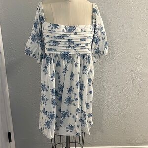 Chic Blue Floral Midi Dress